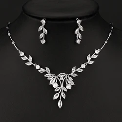 Emmaya Elegant Cubic Zircon Shiny Jewelry Set Fashion Banquet Charming Necklace And Earring Engagement Delicate Gift