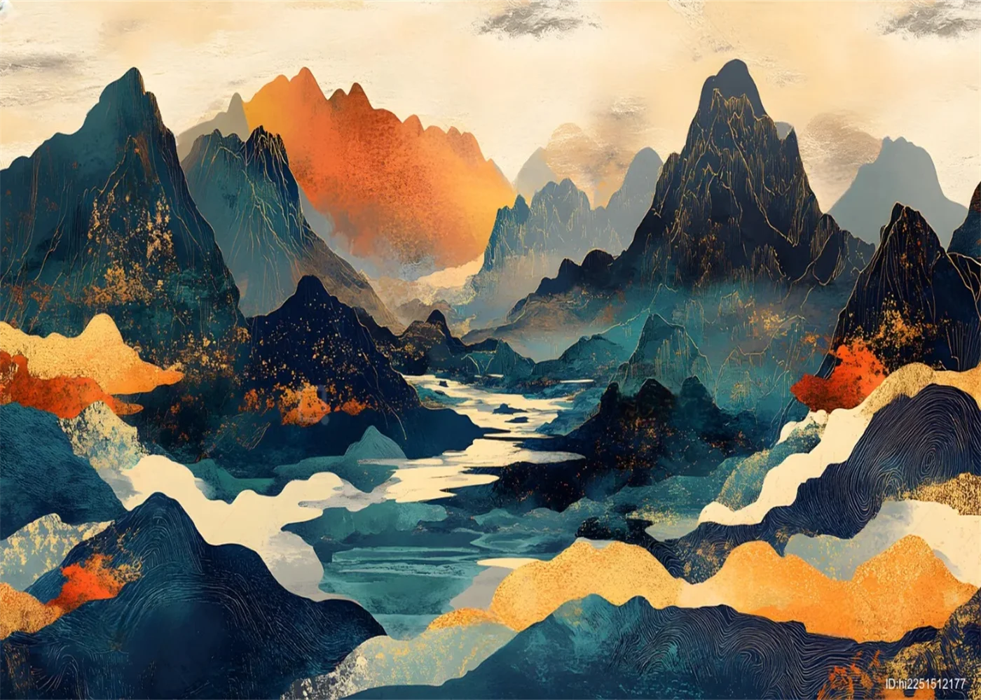 

Фреска индивидуального размера Ричжао Снежная гора, фреска, украшение для дома, нарисованные вручную линии, горное украшение, живопись, 3d обои