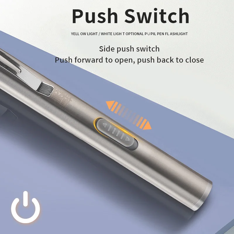 Usb Rechargeable Flashlight Mini Led Stainless Steel Strong Light Doctor Nurse Household Small Flashlight Pen-Shaped Oral Light