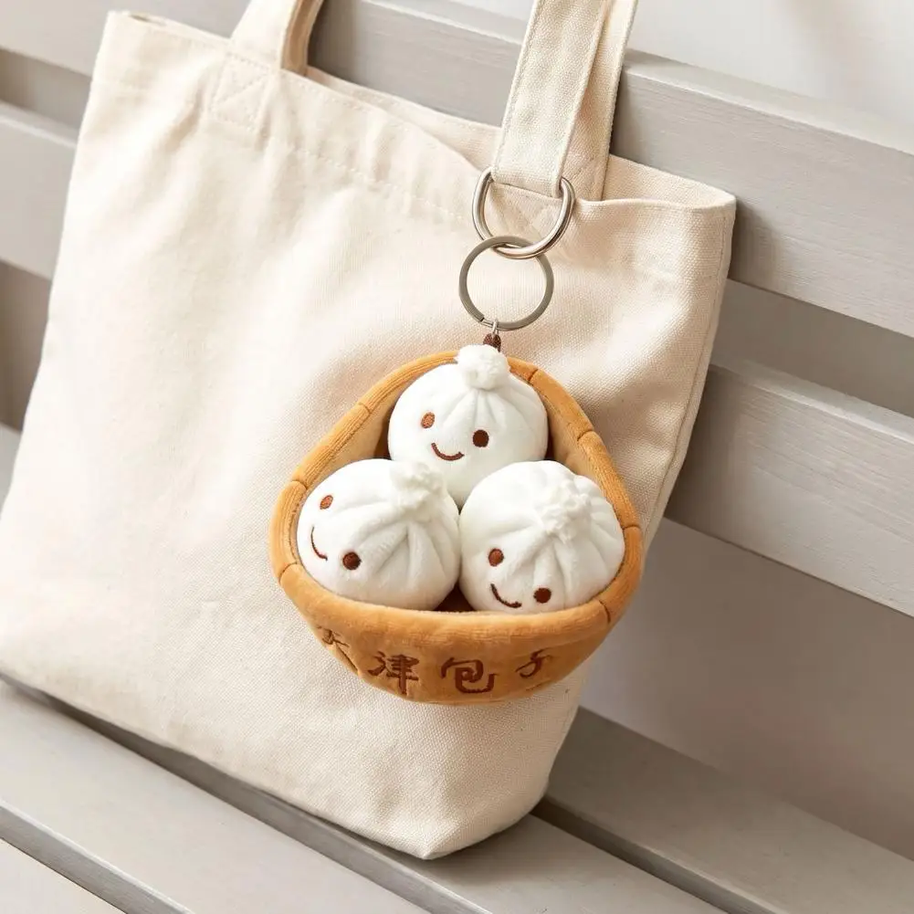 Mini Dumpling Keychain Dim Sum Theme Bento Charm Desk Buddy Snack Squad Pocket Hug Girls Purse Decoration Gift