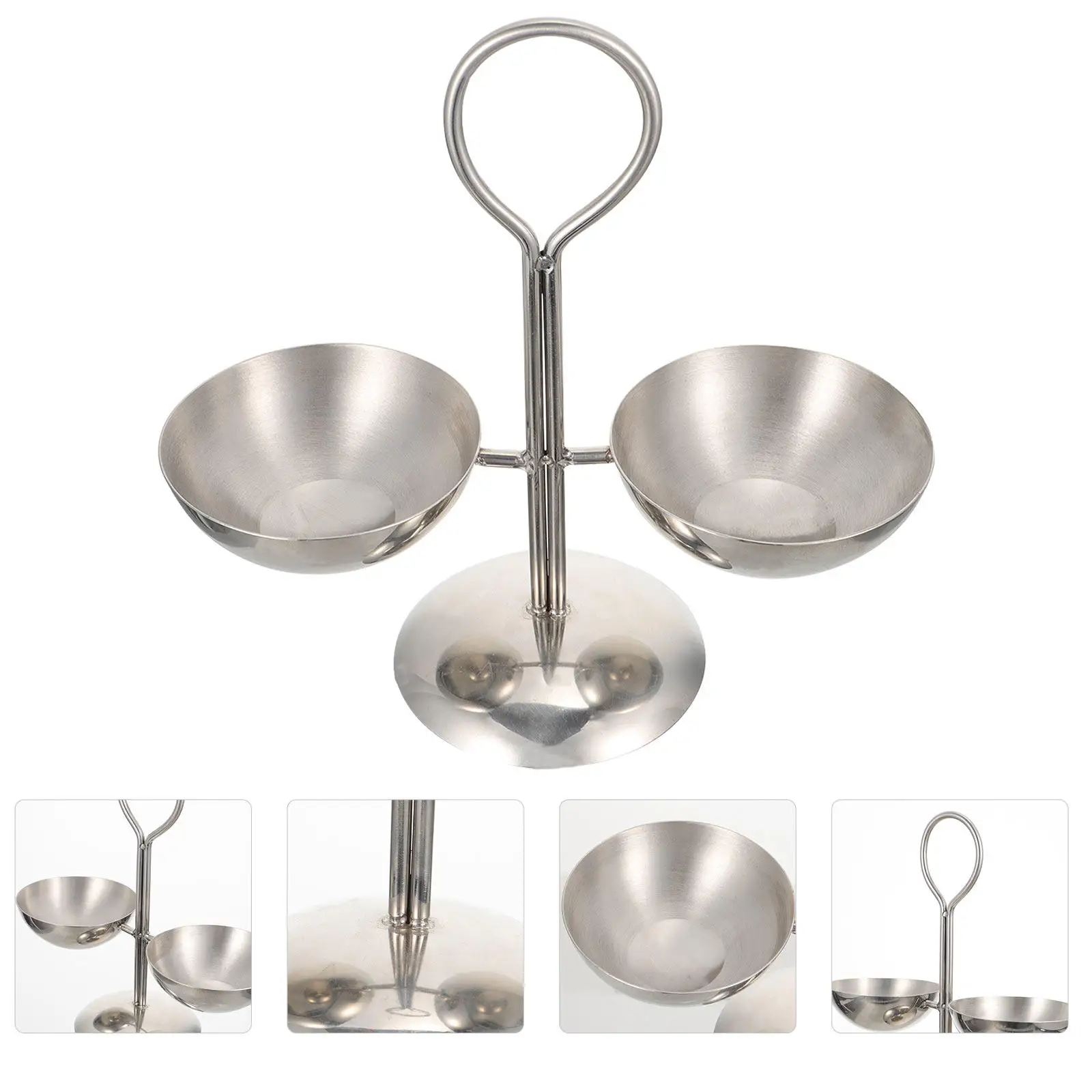 

1Pcs Fruit Storage Plate Rack Stainless Steel Dual-Dish Snack Service Rack Desktop Fruit Plate Shelf Stainless Steel Food