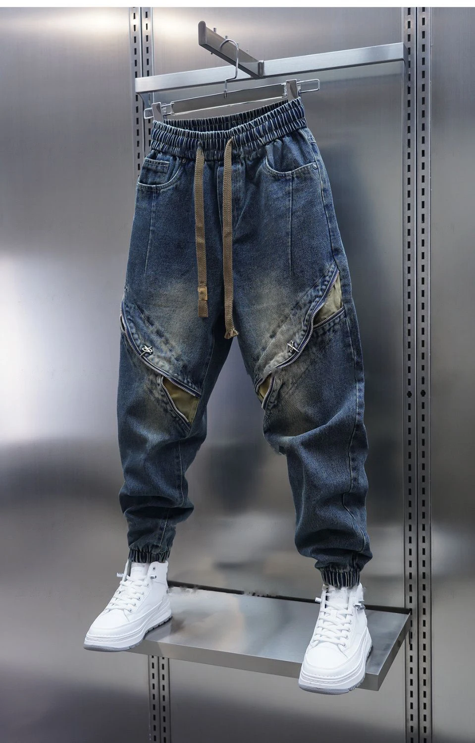 Harajuku Hip-hop Street Jeans Patchwork Design Baggy Pants Latest Fashion Trousers Designer Brand Men's Clothing