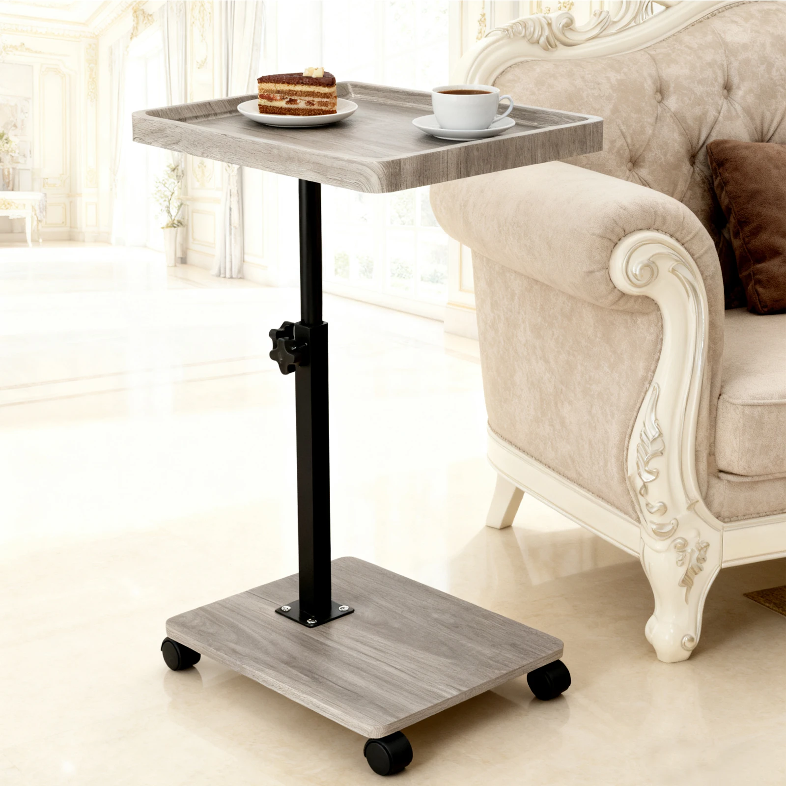 

C Table End Table Adjustable Height 360° Swivel TV Tray Table for Small Spaces Couch Tables room bedroom for Sofa Bed Chair