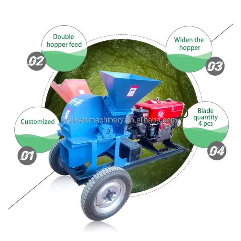 Macchinari forestali Frantoio industriale per legno D iesel Engine Machine