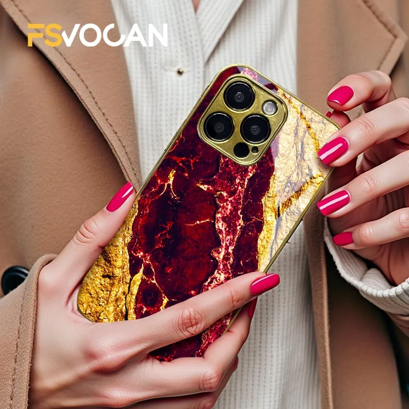 우아한 대리석 패턴 폰 케이스 럭셔리 골드 악센트 아이폰 17 16 15 14 13 12 11 18 프로 맥스 백 커버