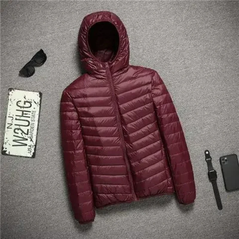 Autumn/winter Men's Lightweight Down Cotton Jacket Cropped Stand Collar Hooded Youth Casual Style Blazer Slim Fit