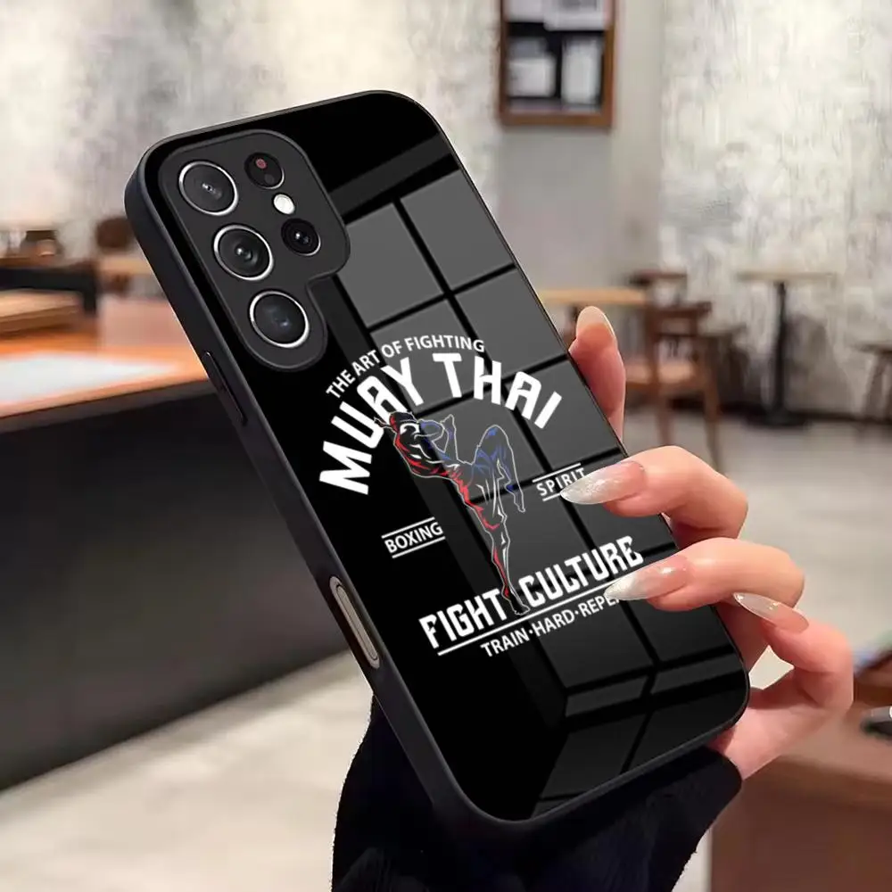 Muay Thai Fight Boxing Phone Case For Samsung Galaxy S26 Ultra S25 FE S24 S23 S22 Plus S25 Edge S21 Glass Phone Case
