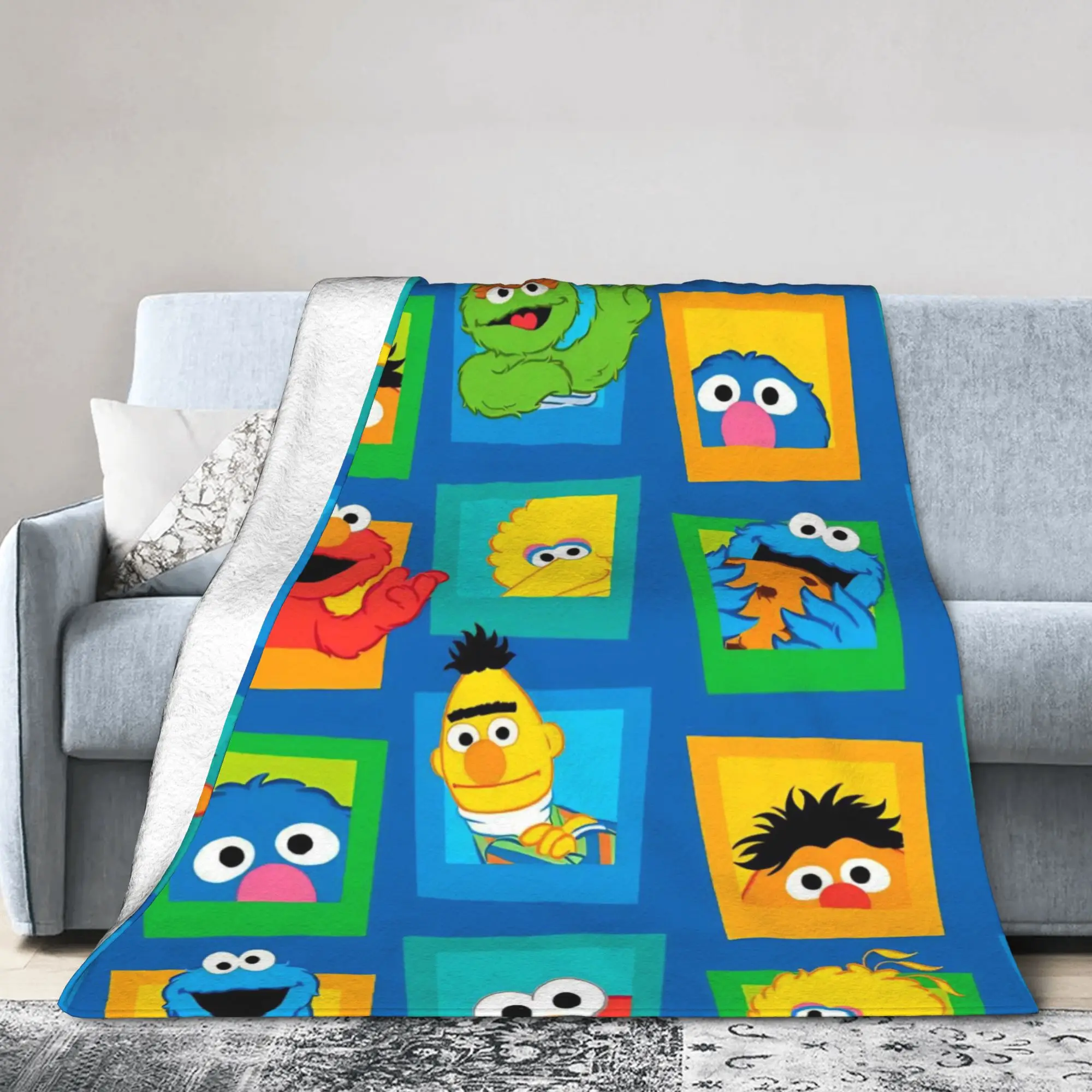 Sesames Streets  Blankets Cute Plush Throw Blanket Bedroom Sofa Personalised Lightweight Bedspreads,