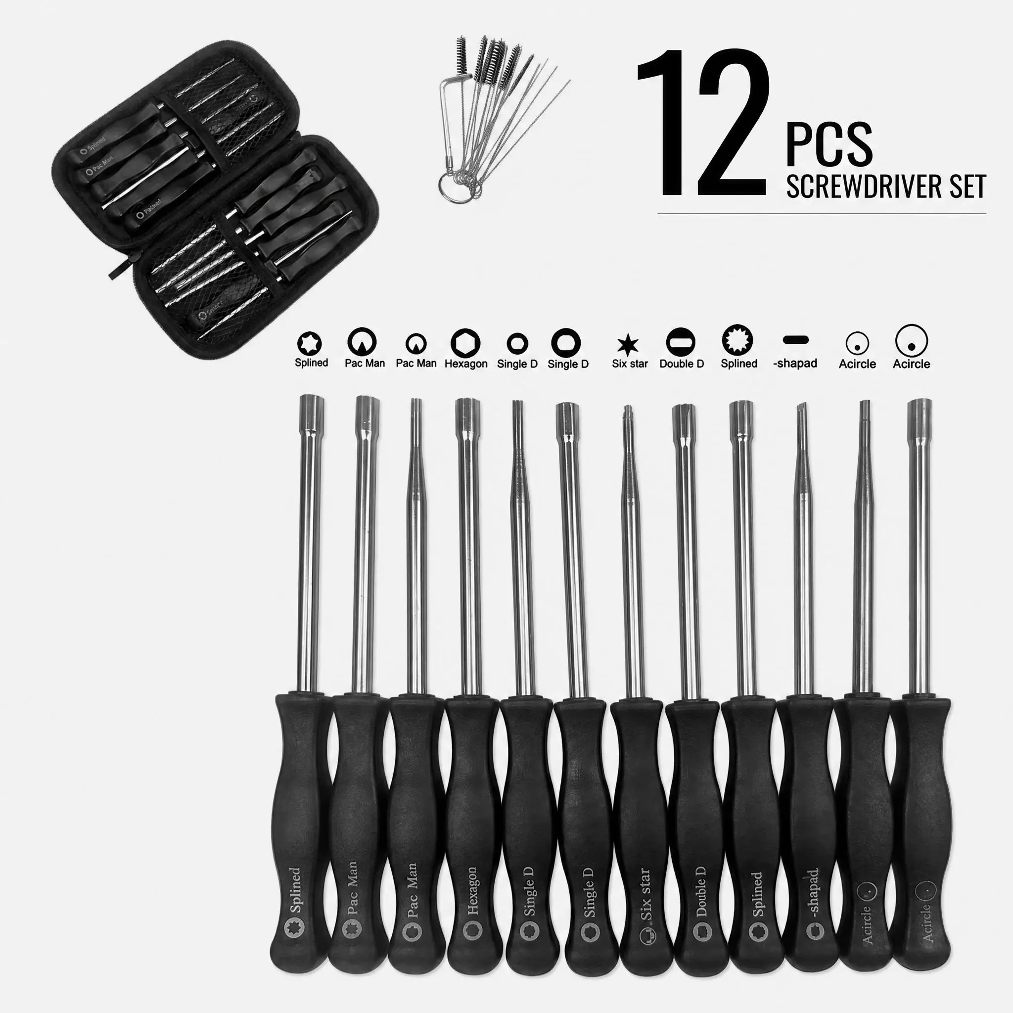 12pcs Multi-head Carburetor Adjustment Screwdriver Set, Universal for Car and Motorcycle Repair, Compatible with Chainsaws, Gas Saws, Lawn Mowers, Trimmers and Other Two-stroke Garden Equipment.