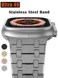 Luxury Frost Stainless Steel Strap for Apple Watch Ultra 49mm Metal Bracele for IWatch 8 7 45mm SE 6 5 4 44MM 42MM Steel Band