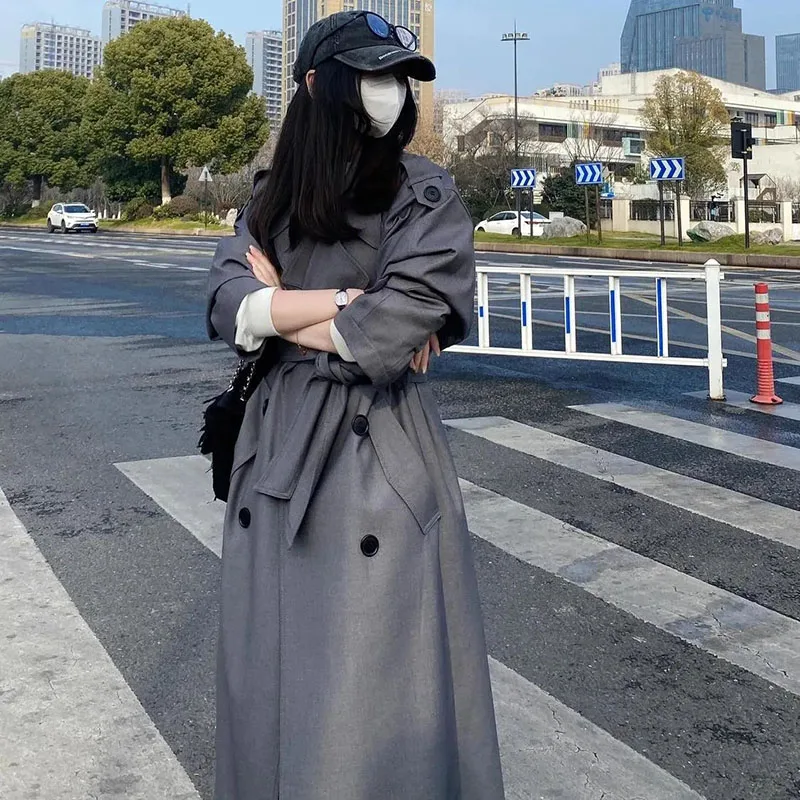 

2026 Spring Autumn Trench Coat New Coatsstand-up Collar Loose Comfortable Women's Trench Senior Long Coat Double-Breasted