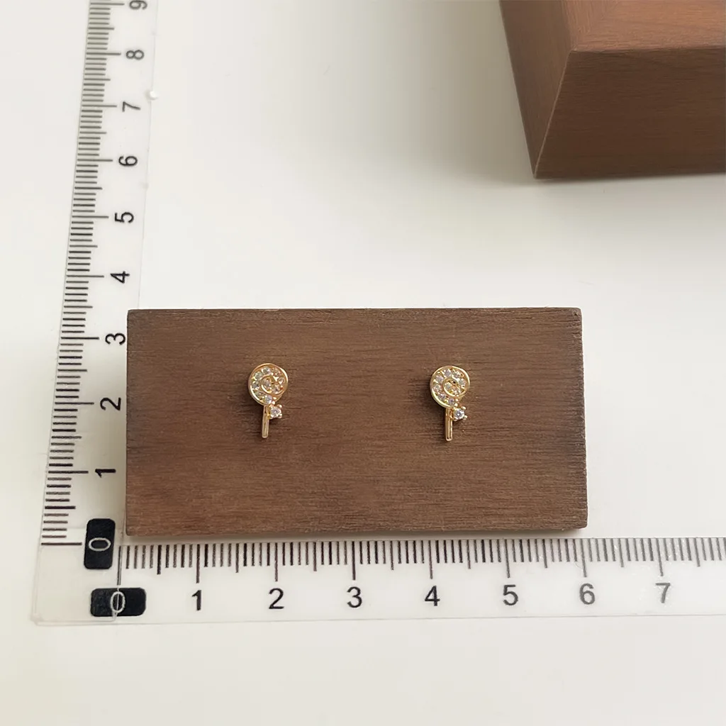 DIY accessories Simple and small micro-inlaid zircon flower stud earrings French sweet bow earrings Korean fashion high-end earr