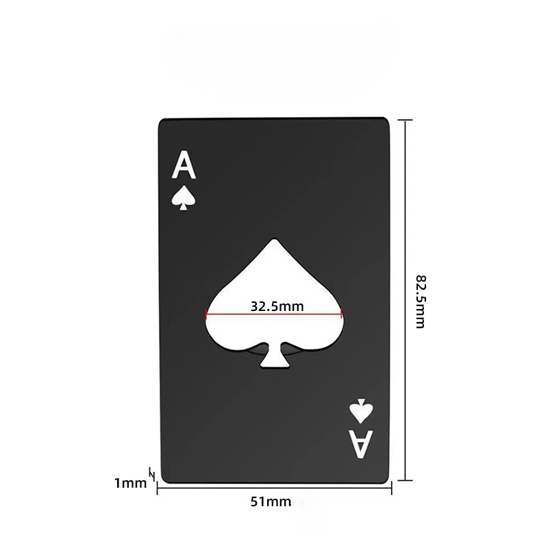 Creative Ace of Spades Poker Card Bottle Opener Stainless Steel Portable Beer Opener Credit Card Size Bar Tool Kitchen Tools