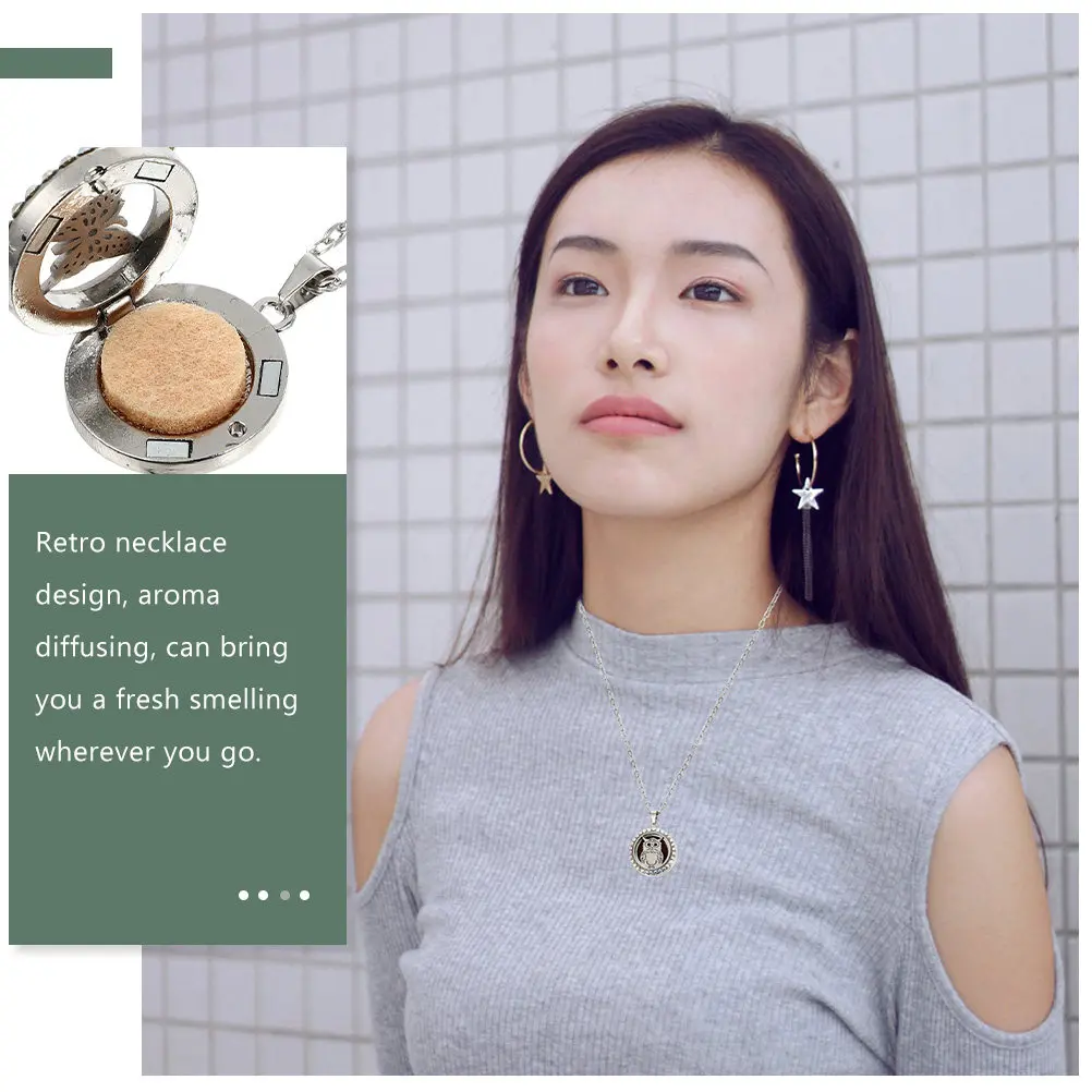 2Pcs Portable Diffuser Necklace Aromatherapy Jewelry with Retro Locket Style Fresh Scent Delivery Gift for Her Aroma Pendant