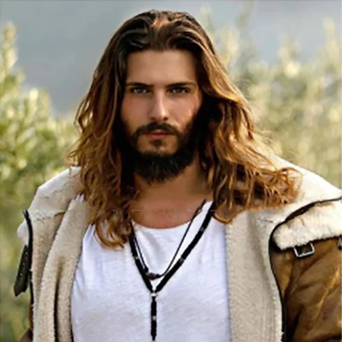 Pelucas marrones para hombres, peluca sintética ondulada, peluca de parte media, pelo sintético largo degradado marrón oscuro, pelucas de Cosplay para fiesta de Halloween