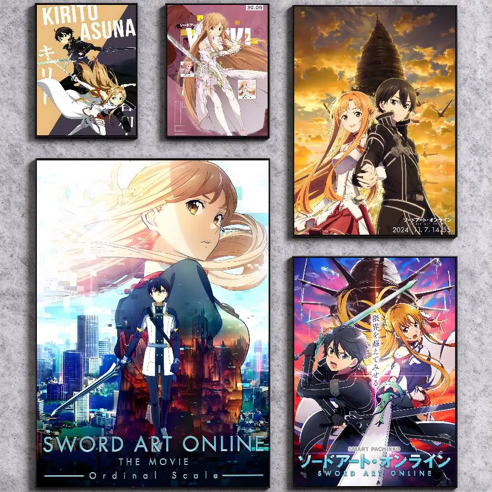 Anime S-Sword Art Online Poster Self-adhesive Art Waterproof Paper Sticker Coffee House Bar Room Wall Decor