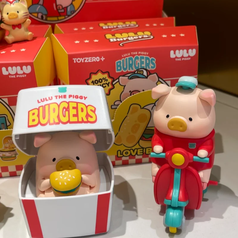 

Toyzeroplus Lulu the Piggy Burgers Series Kawaii Movable Pig Action Figure Blind Box Surprise Birthday Gift Collectible Toy
