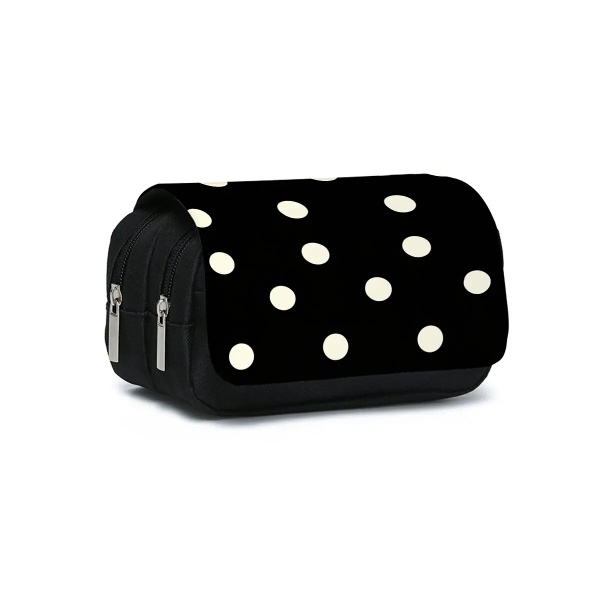 Polka Dots Muster Doppelflips-Stiftetui aus Stoff für Jungen/Mädchen, bestes Geschenk, 2D flaches Federmäppchen für Schule und Büro, für Kinder