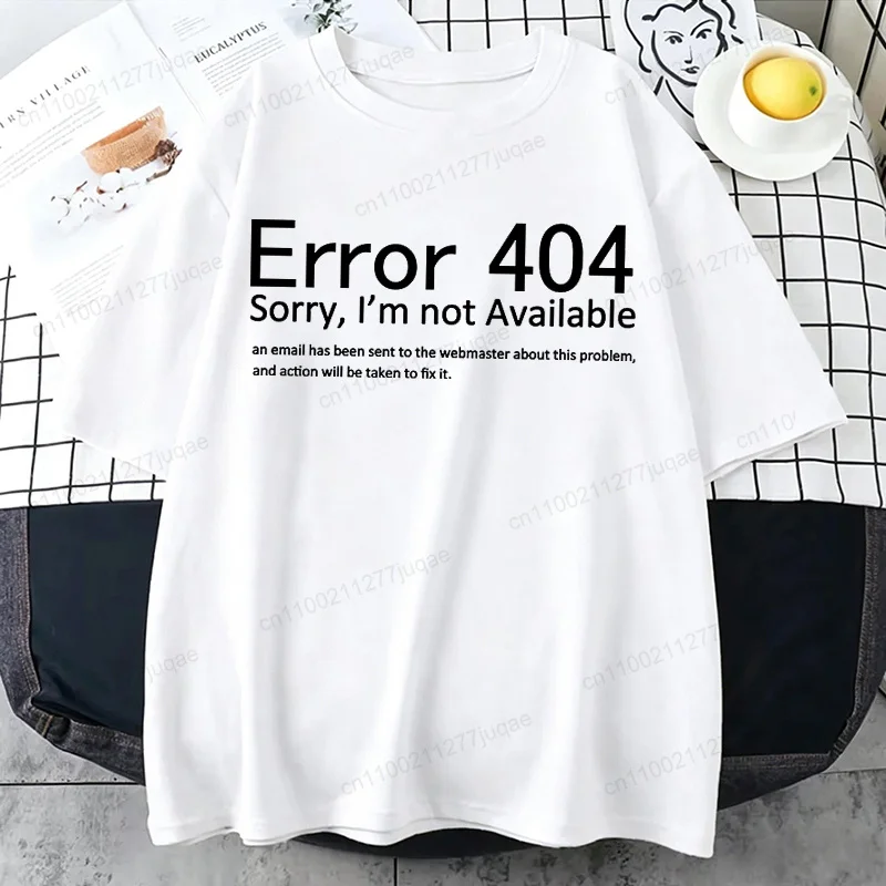 404 Error Coding T Shirt for Men Geek Programmer Tee Tops Round Neck Short-Sleeve Fashion Tshirt Clothing Casual T-shirts Gifts