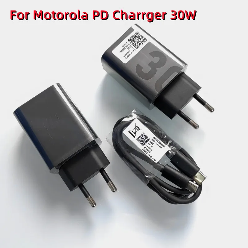 30W Fast Charger EU Wall Power Adapter Type C Quick Charging Cable For Motorola Moto X30Pro G71S Edge S S30 Pro G73 G50 G6 G7 G9