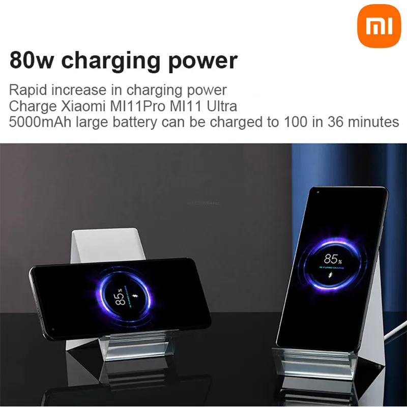 

Xiaomi 80W Wireless Charging Stand Set for Xiaomi 11 Pro 30min Full 120W Charger 6A Cable Fast Charging For Xiaomi 11 Ultra