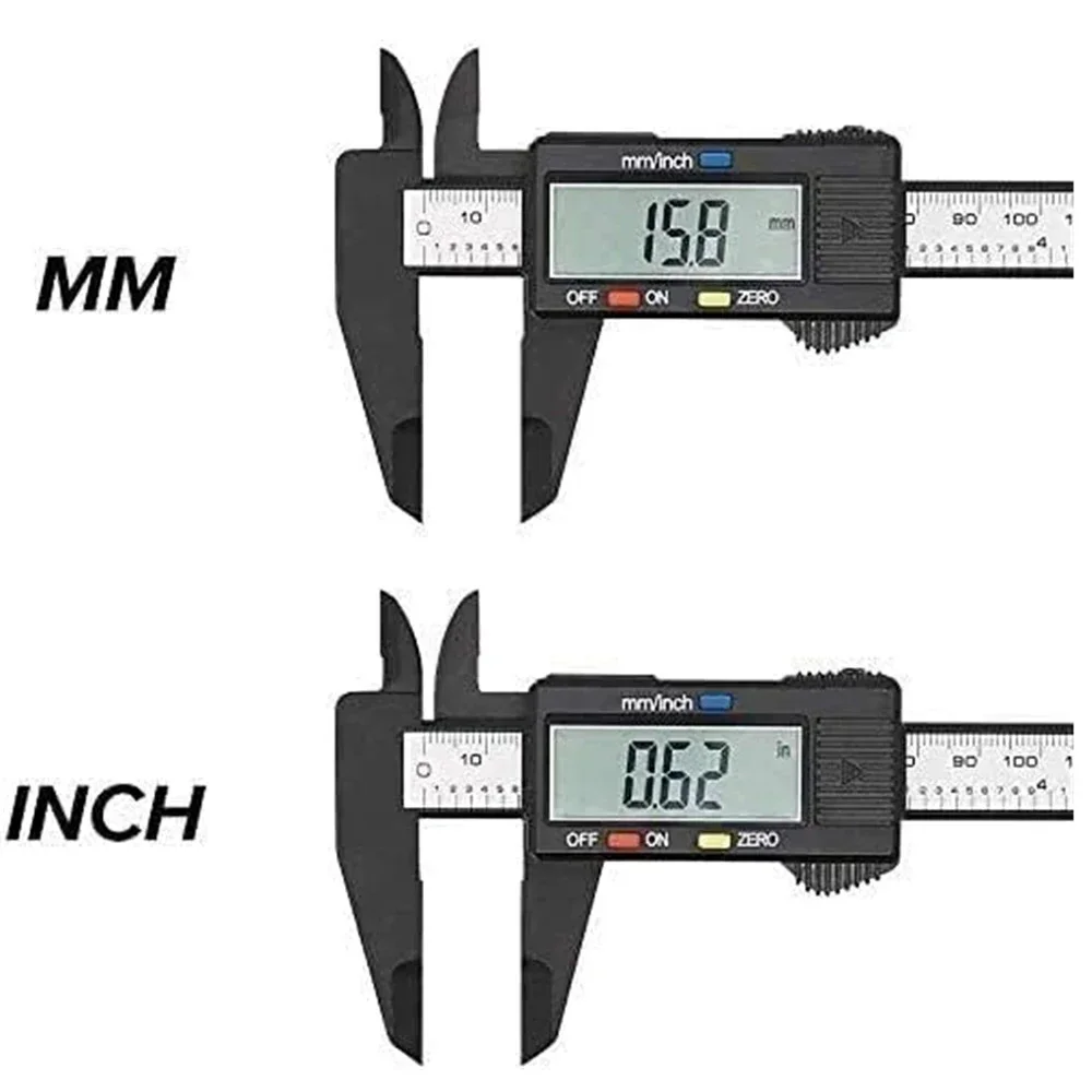 Electronic Digital Caliper Tools Imperial/Metric Conversion 0-6 Inches 100/150mm Carbon Fiber Gauge Micrometer Vernier Measuring