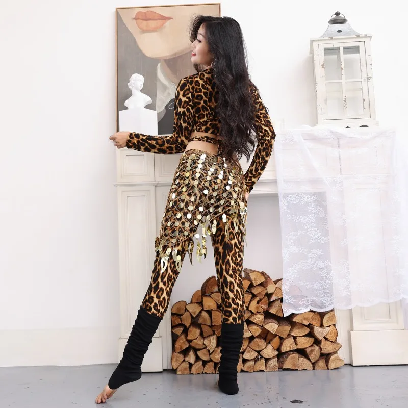 

Костюмы для танца живота по индивидуальному заказу, верхние брюки, сексуальный леопардовый принт, танцевальный наряд для начинающих, тренировочная одежда, верхние брюки