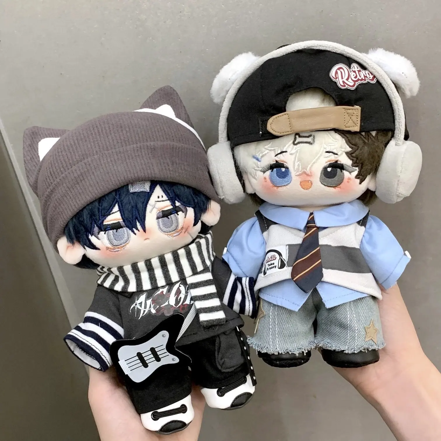 20cm Doll Clothes High Audio Track Rock Bass Shirt Tie Scarf Sport Pants Suit Stuffed Plush Doll Accessories Anime Toy Kids Gift