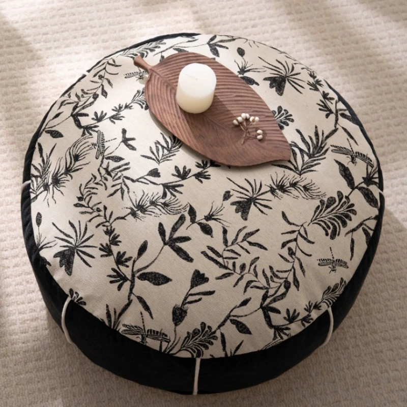 

Living Room Low Stool Aesthetic Round Cushion Living Room Lounge Sofa Home Leisure Tatami Seat Floor Cushion Artistic Footstool