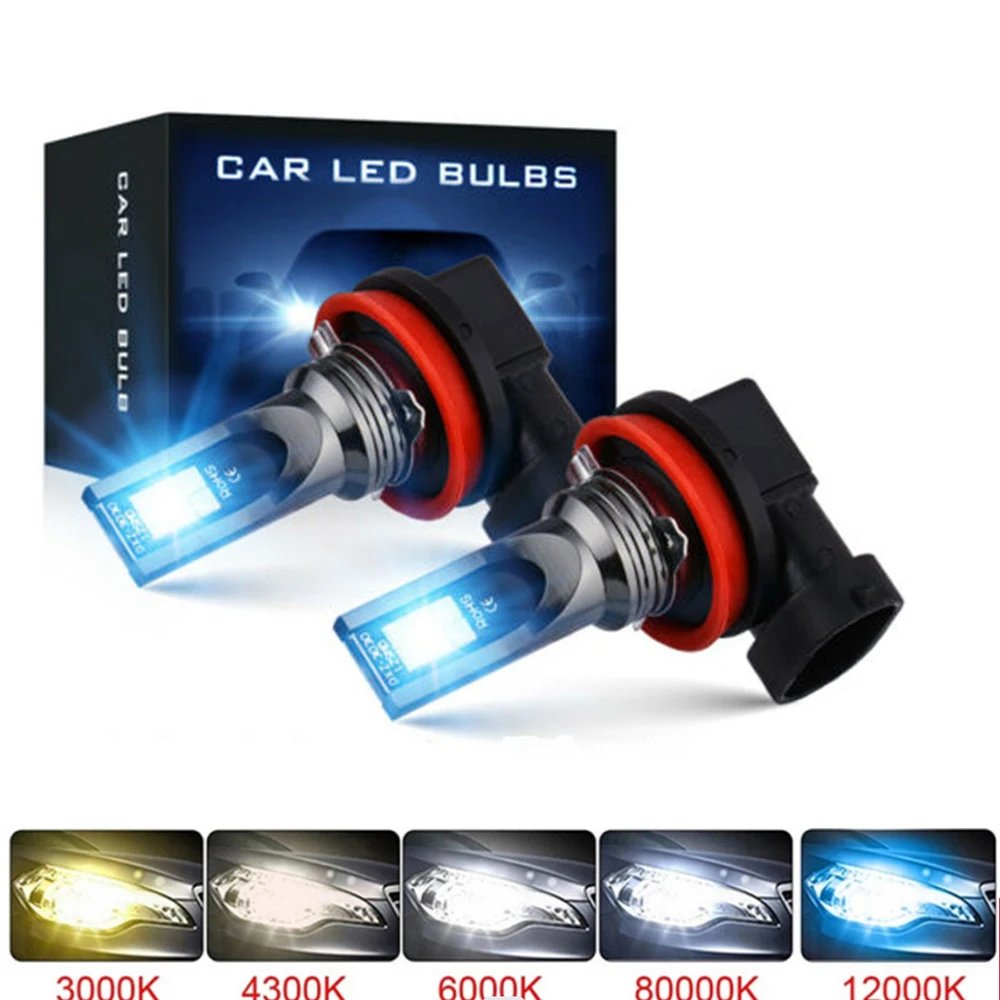 Faros LED antiniebla para coche, bombillas DRL H4 H7, 9005 K, 8000LM, 80W, 12V, H11 H8 H9 H10 H1 H3 9006 6000, 2 piezas