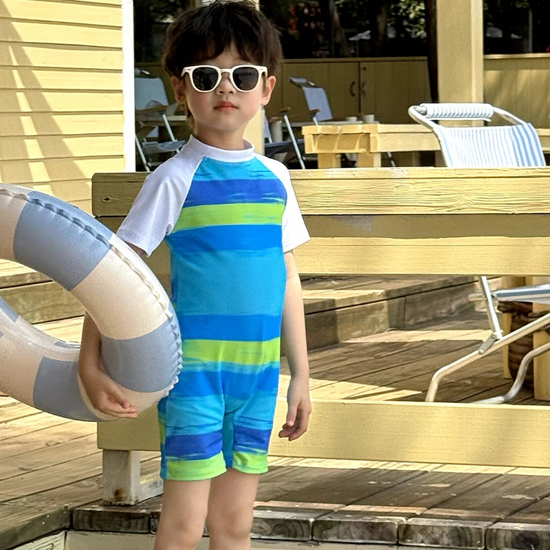 

New Boys Rash Guard Swimsuits One Piece Short Sleeve Swim Shirt Kids Swimming Wear Toddler Boy Bathing wear Child Swimming Suit