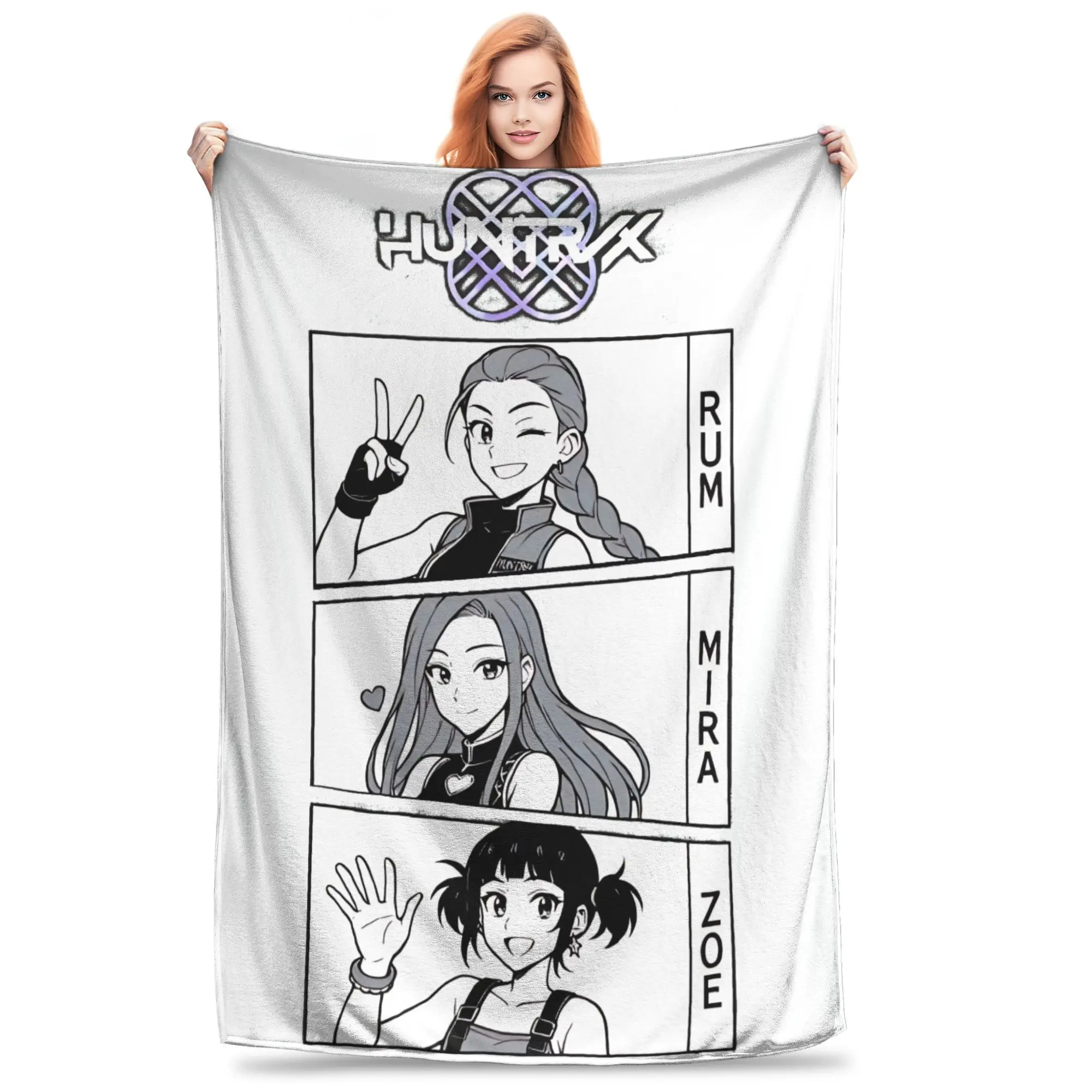 

Kpop Demon Hunters Huntrix Manga Blanket Wool Novelty Soft Throw Blankets for Home Restaurant Spring Autumn