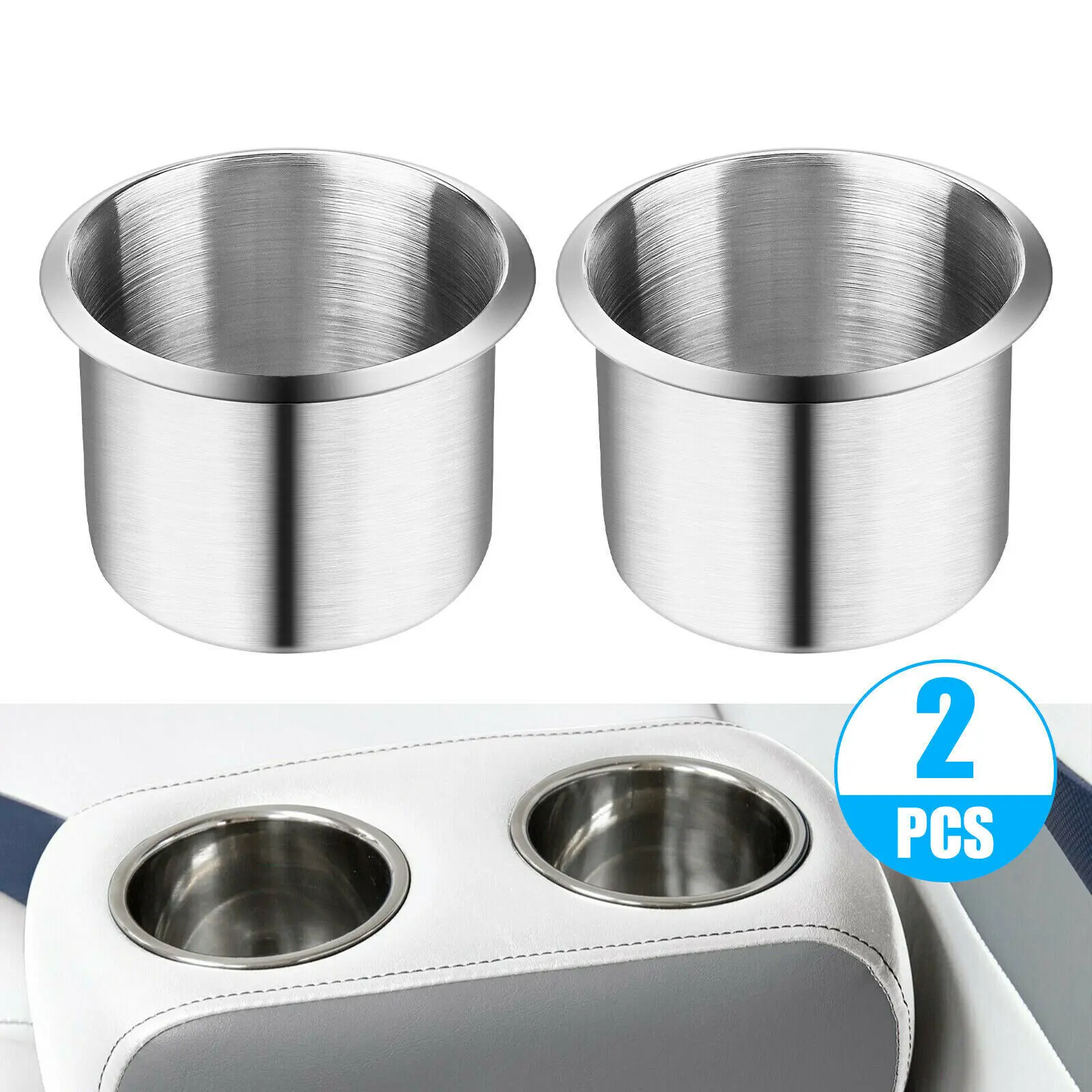 2pcs Stainless Steel Cup Drink Holders Mount For Car Truck Marine Boat Camper RV