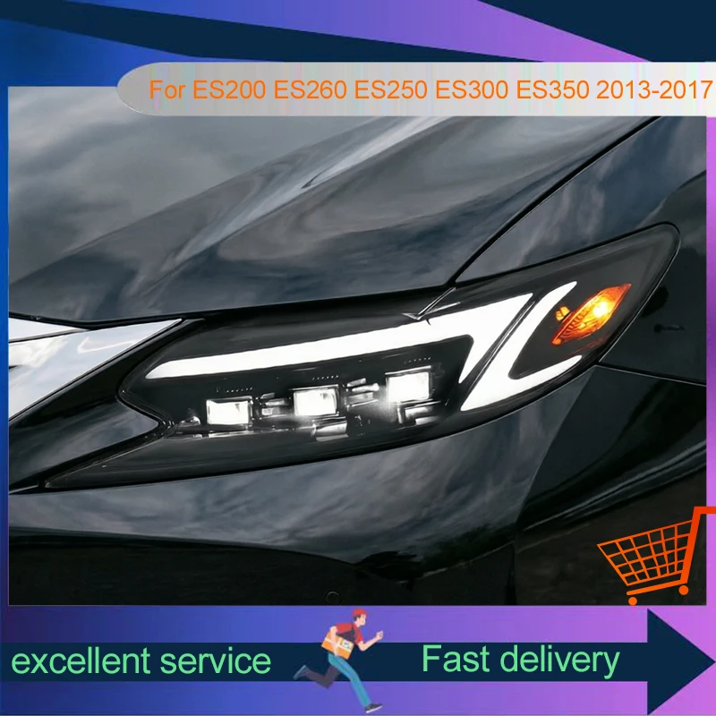 Car Headlight Mobile Accessory For ES200 ES260 ES250 ES300 ES350 2013-2017 Front Projector Lens DRL Head Lamp LED Bulbs Auto
