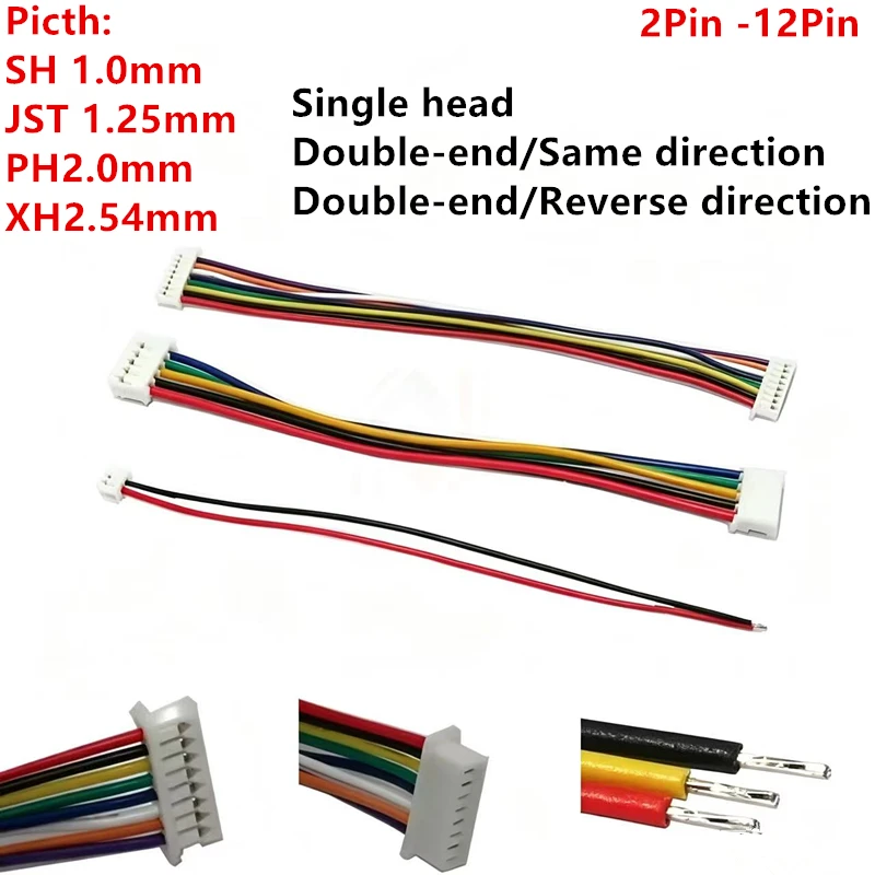 10PCS SH Series Wire Cable Connectors DIY JST 2-12Pin Terminal Plug 1.0mm 1.25mm 2.0mm 2.54mm Double Connect Electronic Line