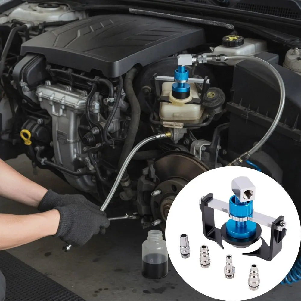 Universal Brake Fluid Bleeder Pneumatic Multiple Connectors Brake Clutch Bleeding System Adjustable Connector