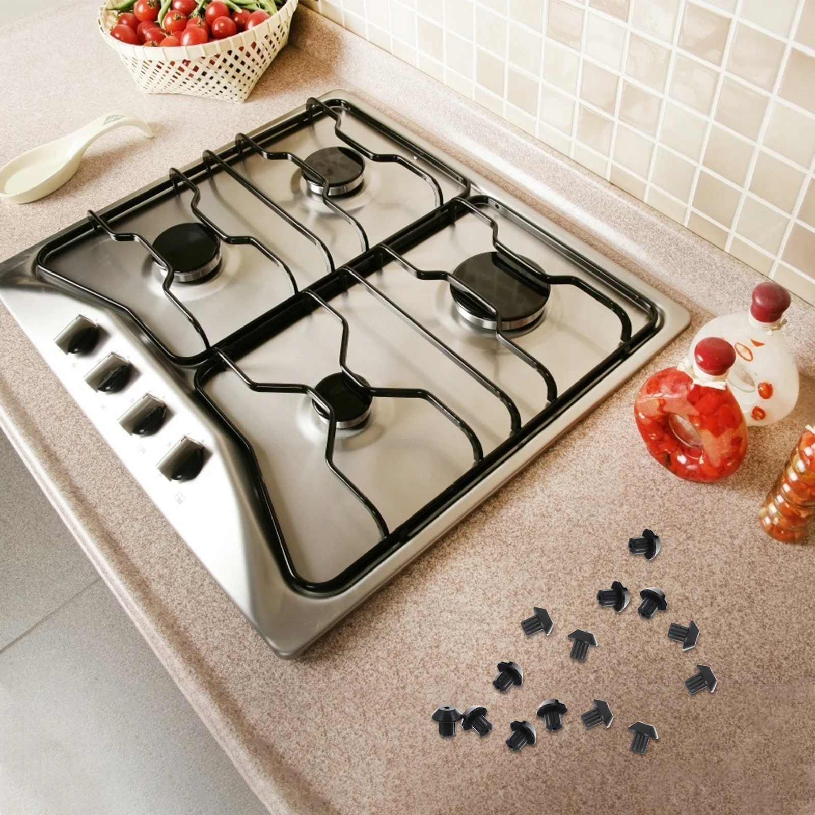 

48pcs Rubber Grate Feet For Range Burner Replacement Durable Leveling Pads Stove Cooktop Protector Gas Range Accessories