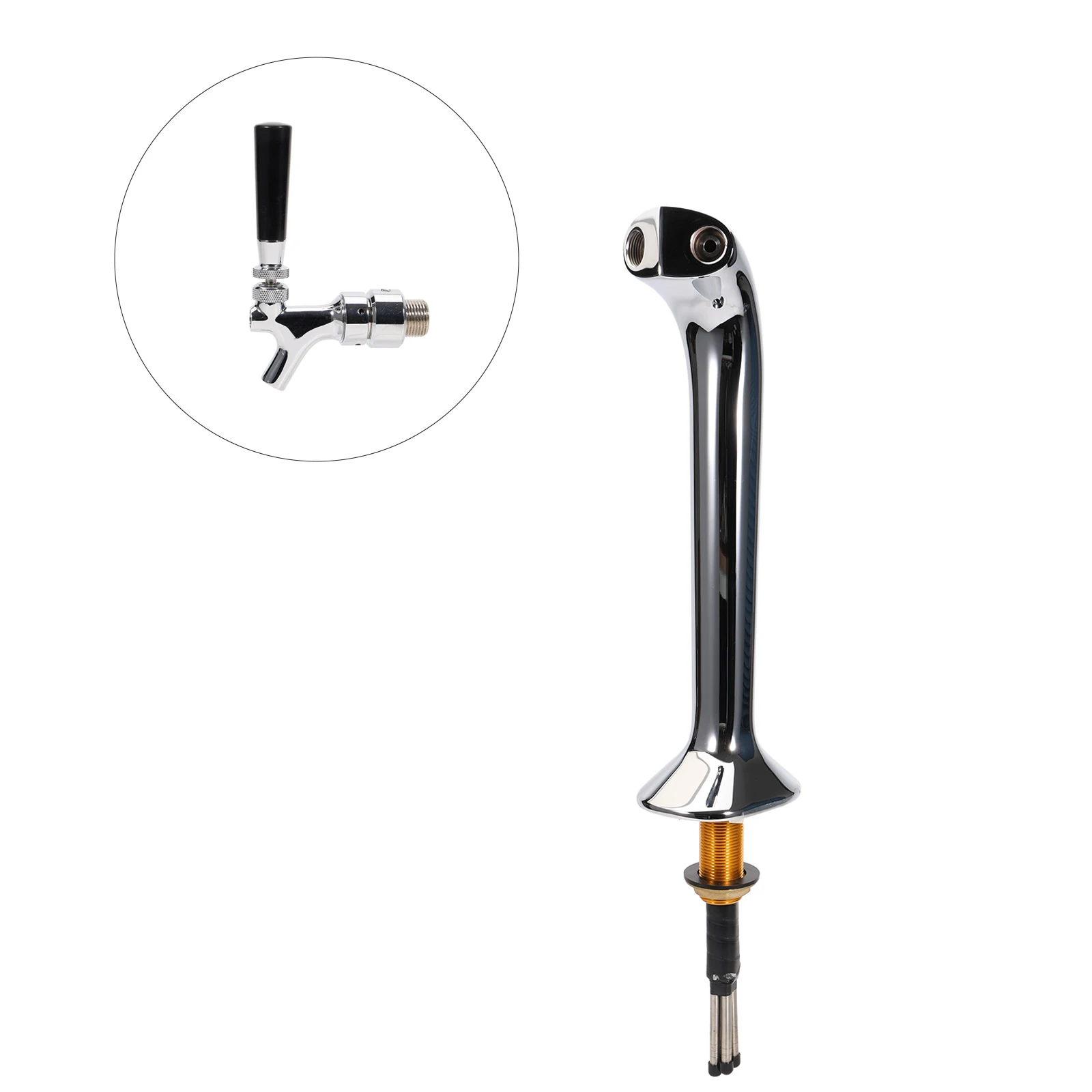 Chrome Plate Brass US Standard Beer Tap with Shank and Spacer For Snake Beer Towers Beer Faucet G5/8