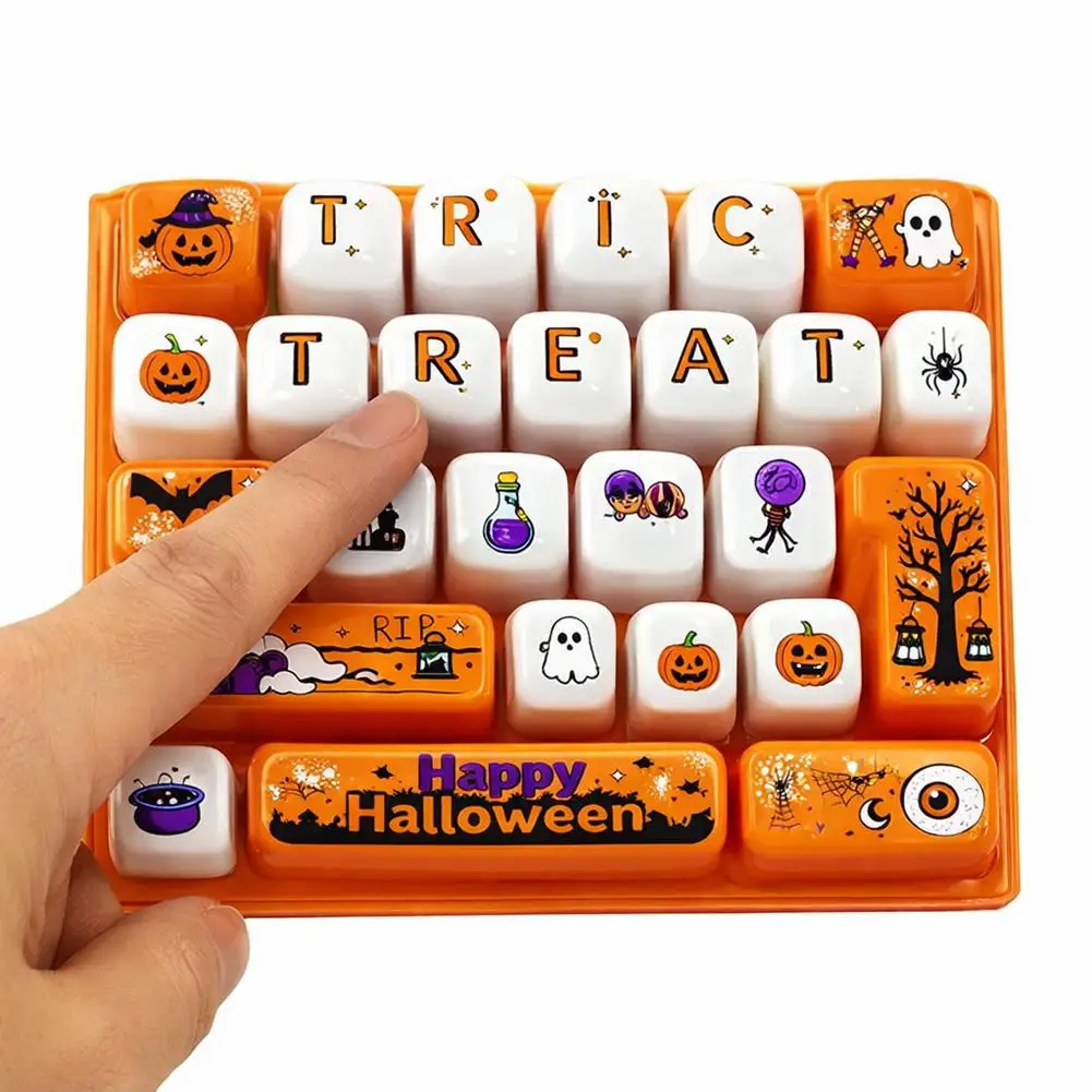 Keyboard Fidget Toy 26-Key Halloween Clicker Decompression Keyboard Bag Pendant Charms Key Caps Keyboard Fidgets Clicker Gifts