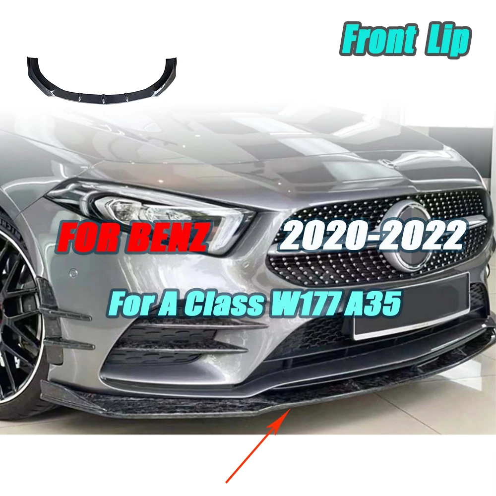 

JCYECF Carbon Fiber For Mercedes Benz A Class W177 A35 Front Bumper Lip Chin Spoiler Head Protect Guard 2020-2022