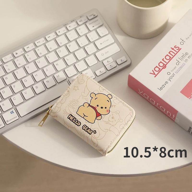 Disney Pooh Bear Winnie Mini Purse Male Pocket Walet Short Woman Coin Purse Cute Foldable Small Card Holder Foldable Money Clip