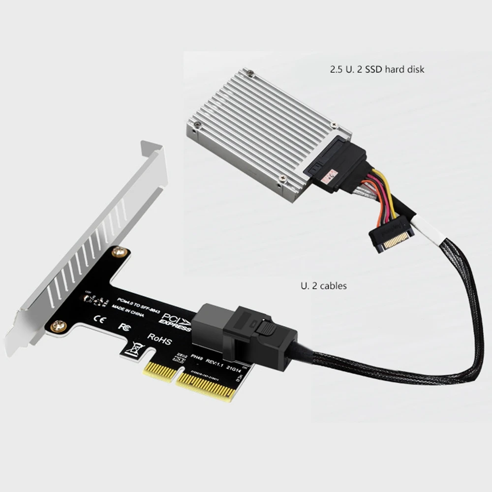 Riser Card Pcie to SFF-8643 Expansion Card Nvme SSD Solid State Hard Disk Half Height Baffle for Slots Pci-E X4/X8/X16