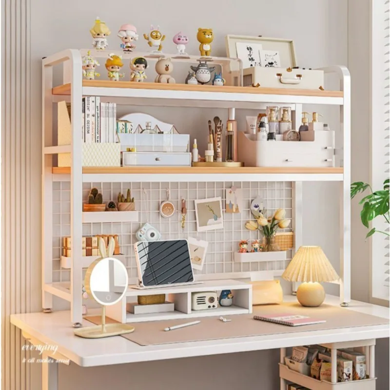 Grid Shelf Desktop Shelf Desk Dresser Flower Shelf Computer Desk Storage Rack Table Wrought Iron Shelf