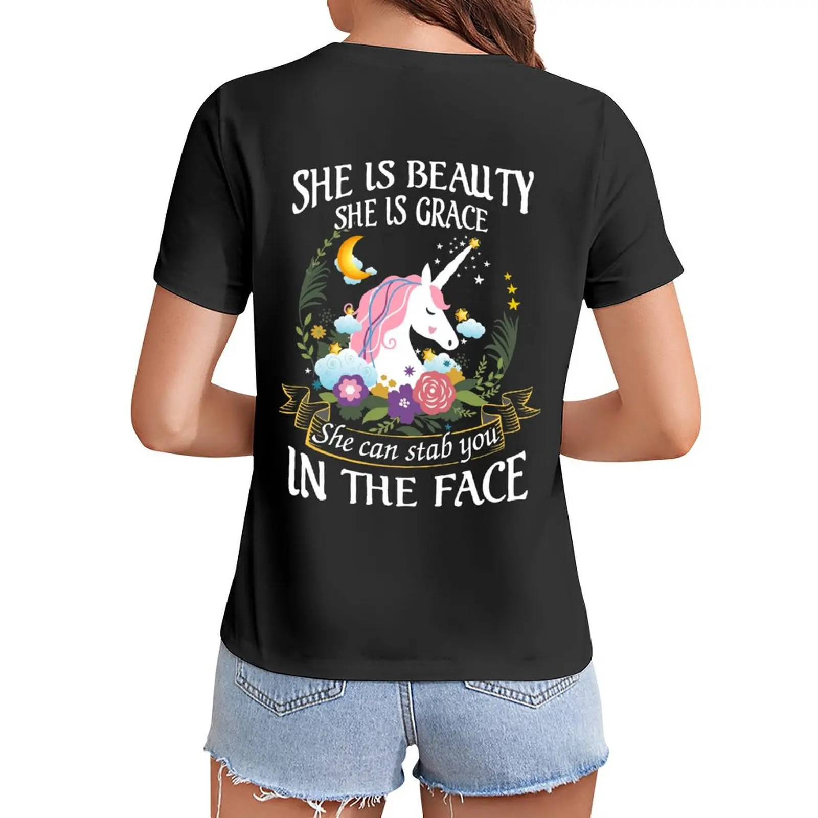 

Funny Unicorn Shirt T-Shirt plus sizes cute clothes korean Women's clothes