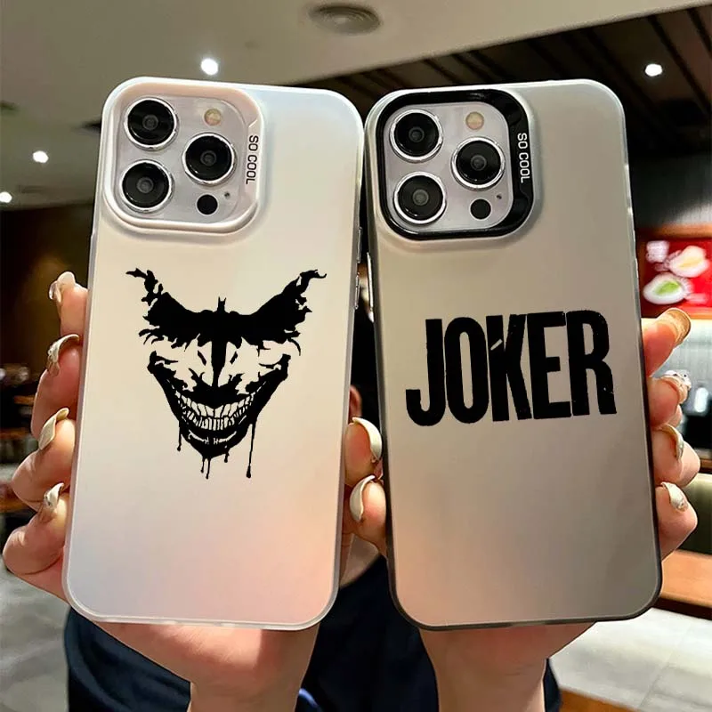 

J-Jokers Luxury Art B-Batmans Phone Case For Apple iPhone 17 Air 16 16e 15 14 13 12 11 Mini Pro Max Plus Colorful Silver Cover