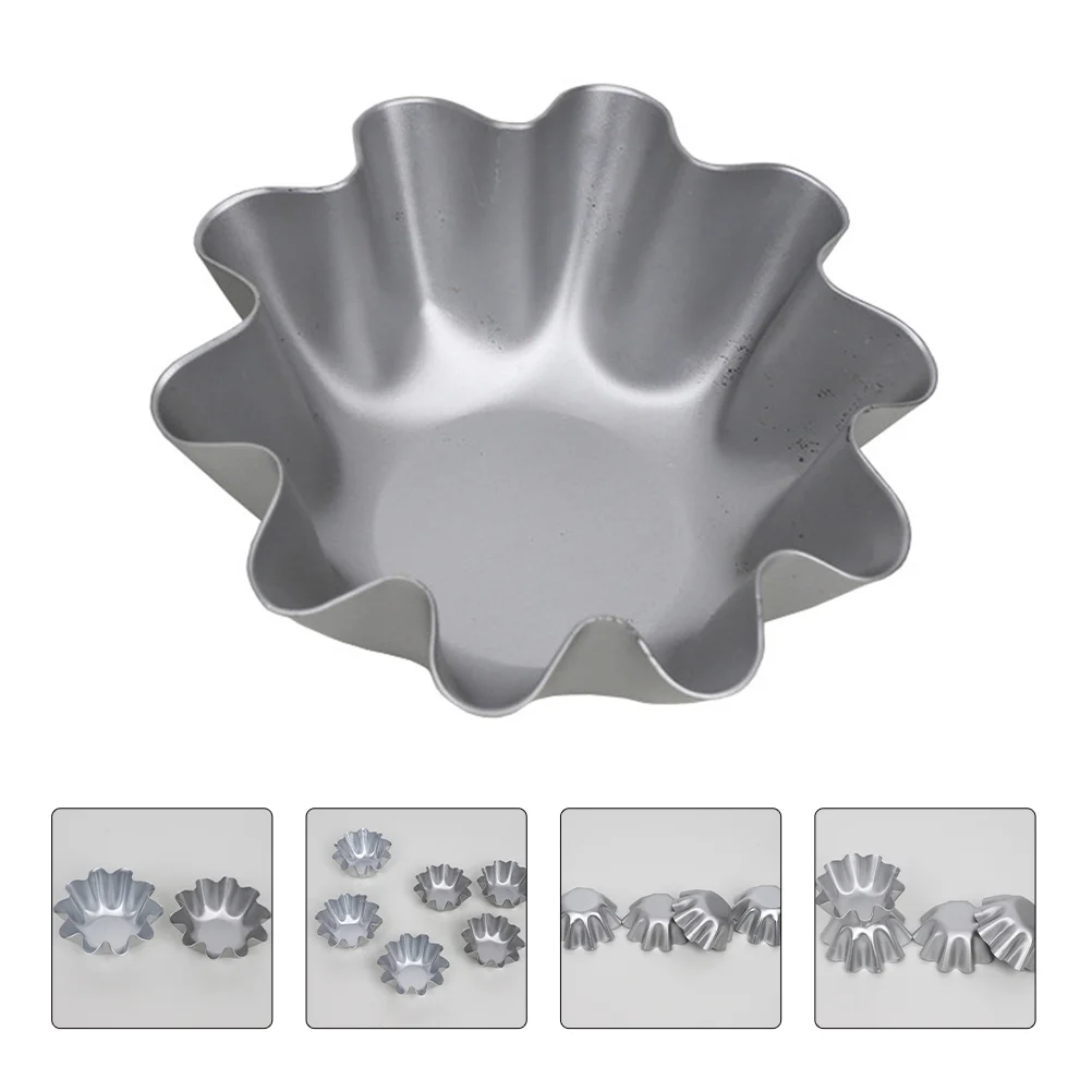 

6 Pcs Egg Tart Mold Pans Molds Moulds Cake Baking Tartlet Tools Aluminum Alloy Pie Mini