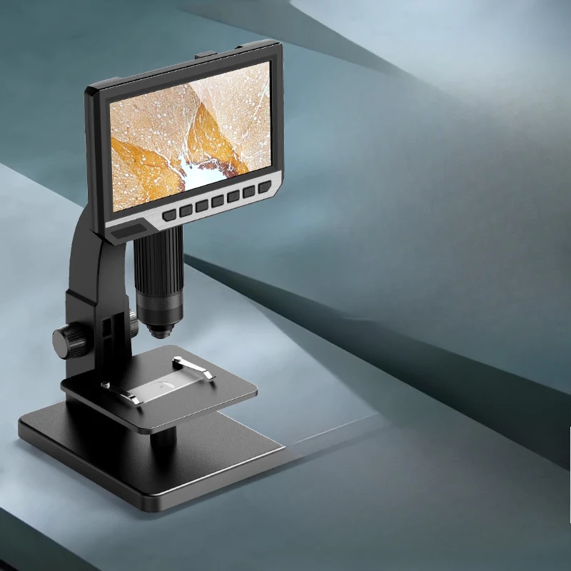 New ultra-clear 7-inch large screen 2000 multiple size microscope 1200w pixel precision electron microscope double lens