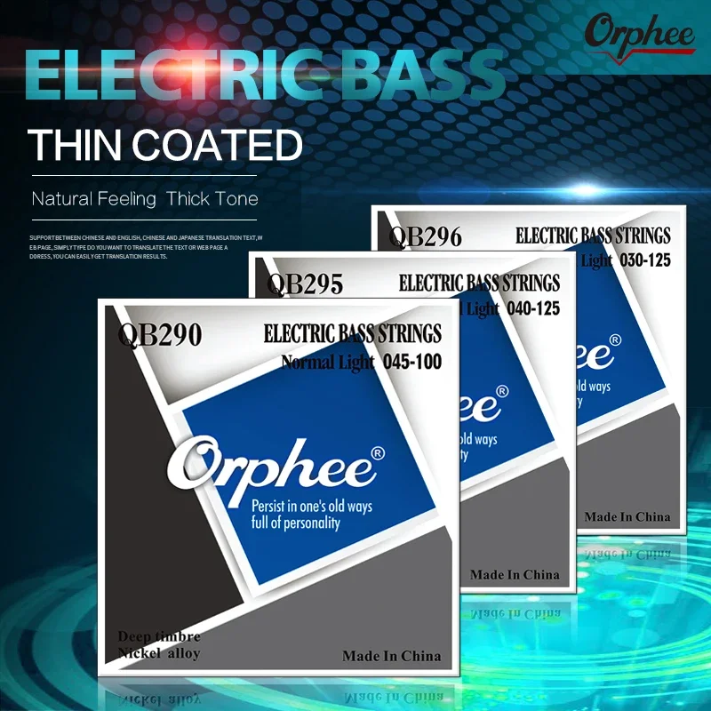 Orphee QB Series Electric Bass Strings Normal Light Nickel Alloy Hexagonal Core Nano Coated Electric Bass Parts & Accessories