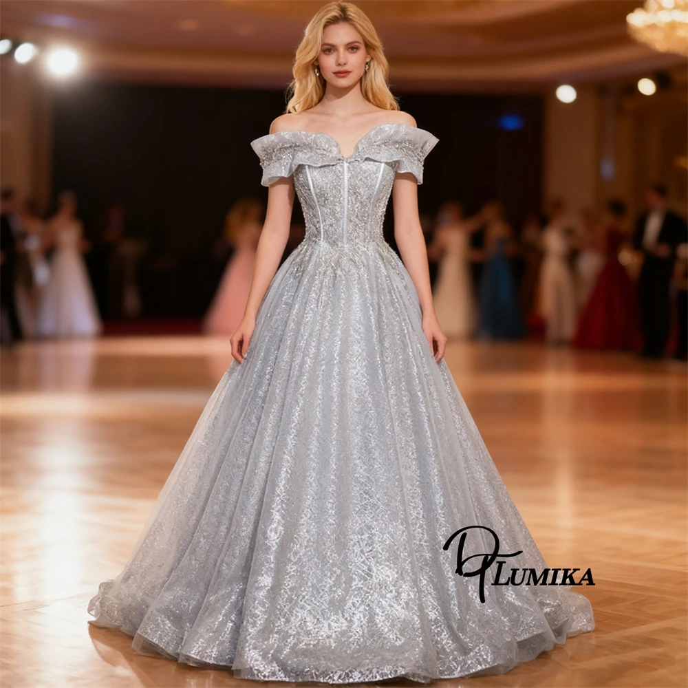 

DTLumika Блестящие серебряные вечерние платья для выпускного вечера для подростков, платье принцессы Sweet 15, 16, вечернее платье Quinceanera индивидуального размера