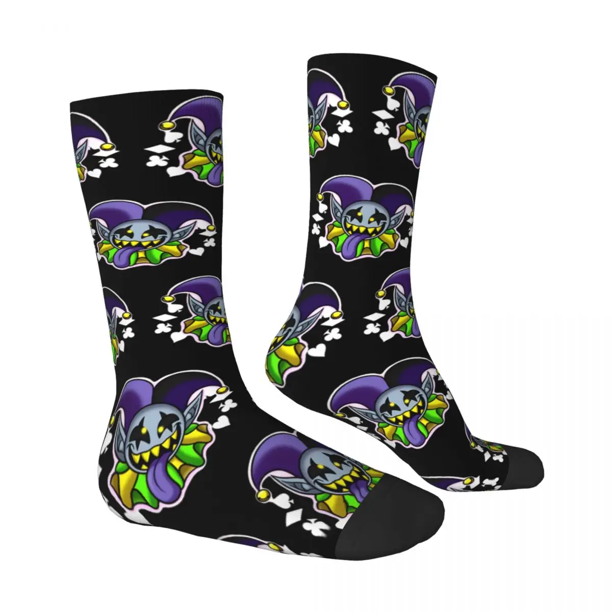 Deltarune Stockings JevilFace Pattern Elegant Socks Winter Non Skid Socks Men Skateboard High Quality Socks